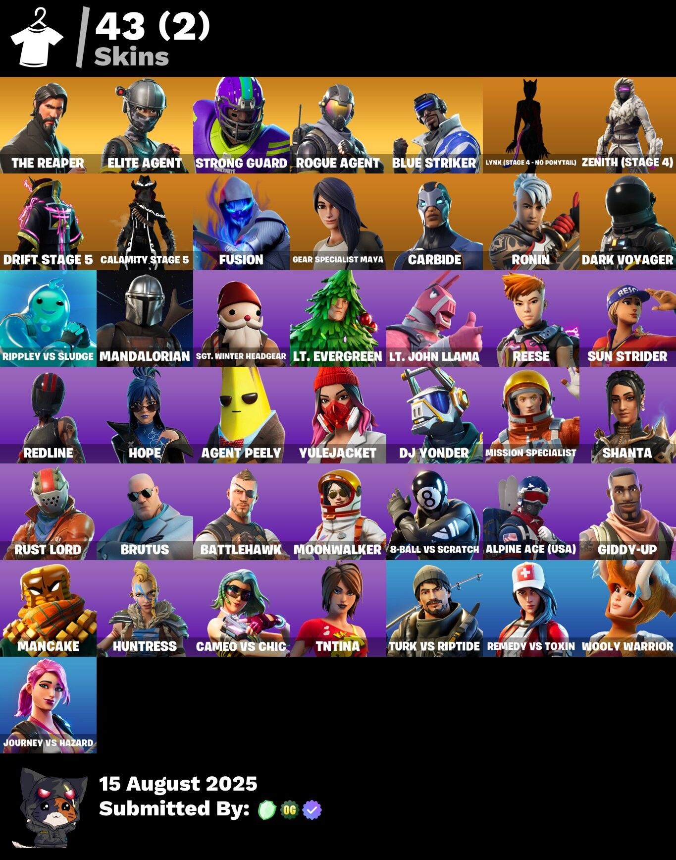 43 Skins, The Reaper, Take The L, Elite Agent, Strong Guard, Rogue Agent [PC/PSN/XBOX/Switch]