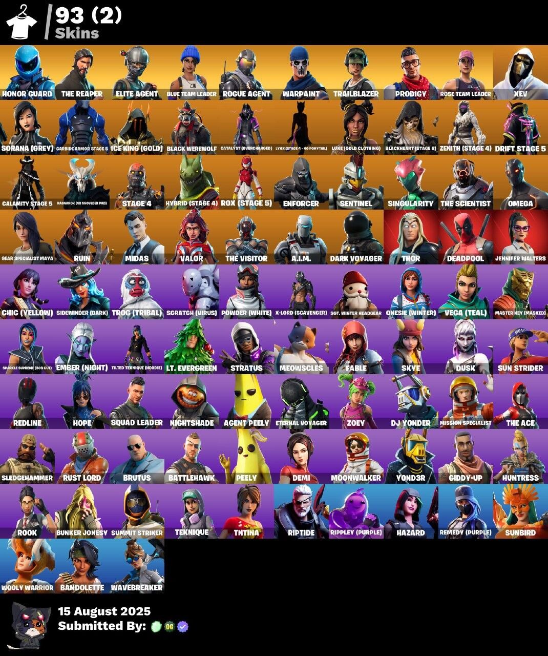 93 Skins, OG STW, Honor Guard, Merry Mint Axe, Take The L, The Reaper, Elite Agent, Rogue Agent [PC/PSN/XBOX/Switch]