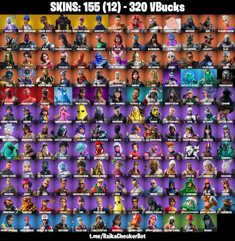 155 Skins, Travis Scott, Galaxy, Omega (Stage 5), OG STW, Take The Elf, Dark Bomber, Carbide, Drift [PC/PSN/XBOX/Switch]