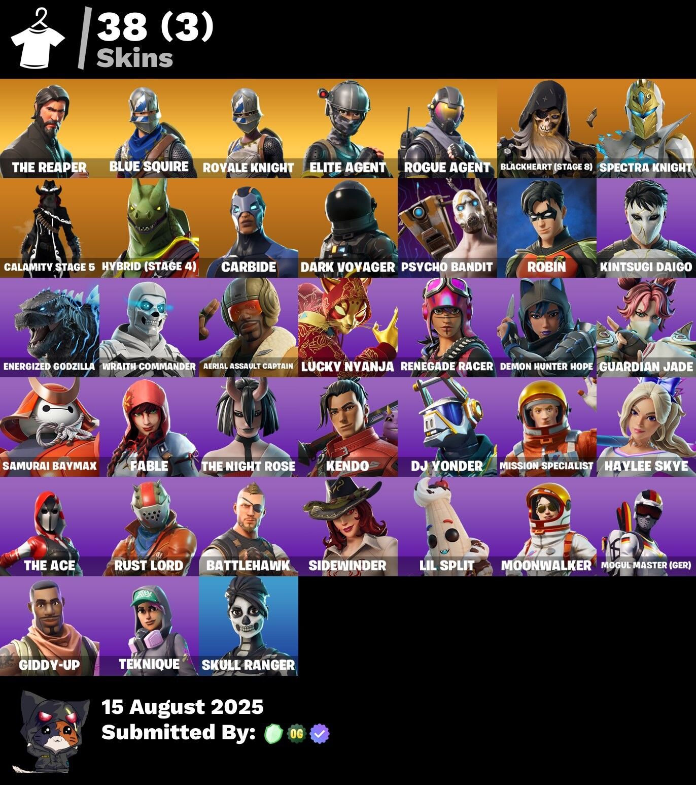 38 Skins, The Reaper, Take The L, Blue Squire, Royale Knight, Elite Agent, Rogue Agent [PC/PSN/XBOX/Switch]