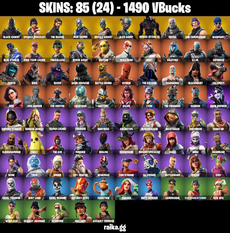 85 Skins, Black Knight, Sparkle Specialist, The Reaper, Mako, Take The L, Royale Knight, Floss [PC/PSN/XBOX/Switch]