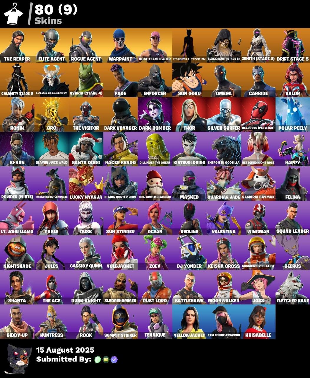 80 Skins, OG STW, Take The L, The Reaper, Elite Agent, Rogue Agent [PC/PSN/XBOX/Switch]