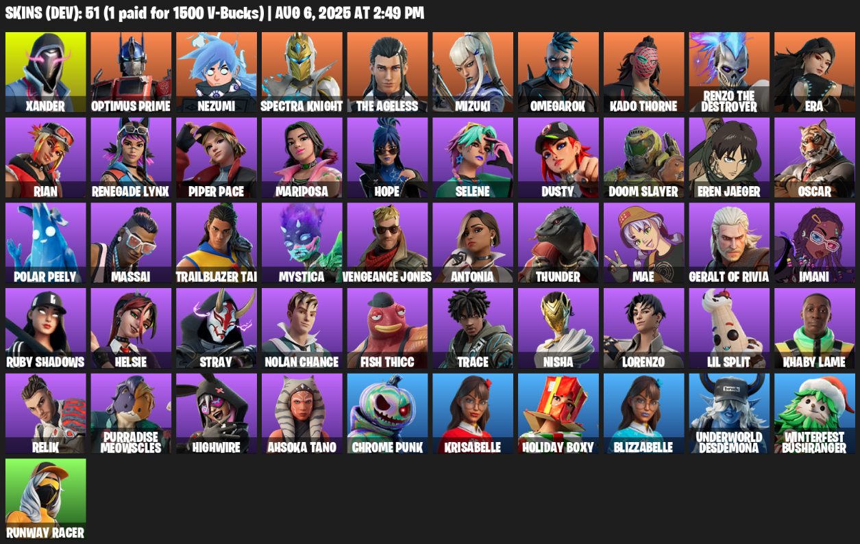 51 Skins, Xander, Optimus Prime, Nezumi, Spectra Knight, The Ageless, Mizuki, Omegarok, Kado Thorne [PC/PSN/XBOX]