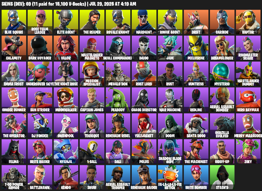 69 Skins, 2110 V-bucks, Take The L, OG STW, Renegade Raider, Aerial Assault Trooper, Royale Knight, The Reaper [PC]