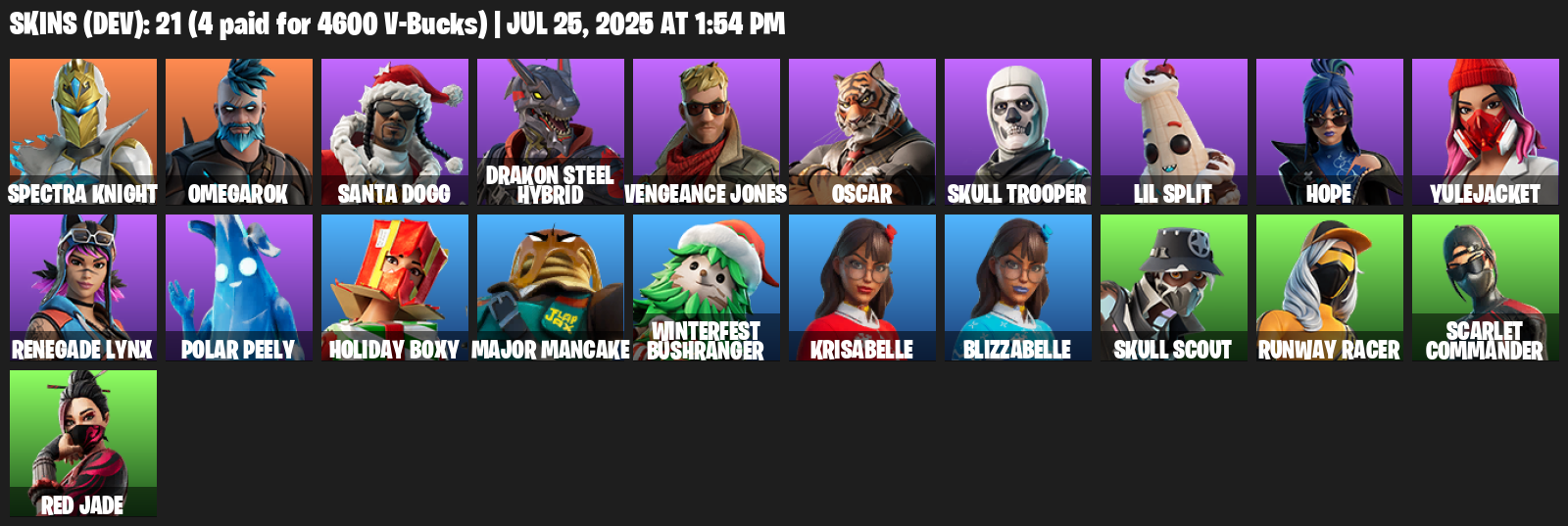 21 Skins, Spectra Knight, Omegarok, Santa Dogg, Drakon Steel Hybrid, Vengeance Jones, Oscar, Skull Trooper [PC/XBOX]