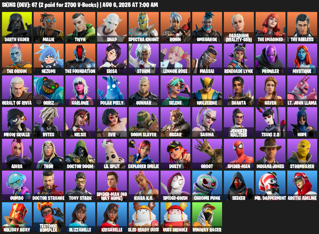 67 Skins, Darth Vader, Malik, Twyn, Snap, Spectra Knight, Ronin, Omegarok, Paradigm (Reality-659) [PC/PSN/XBOX]