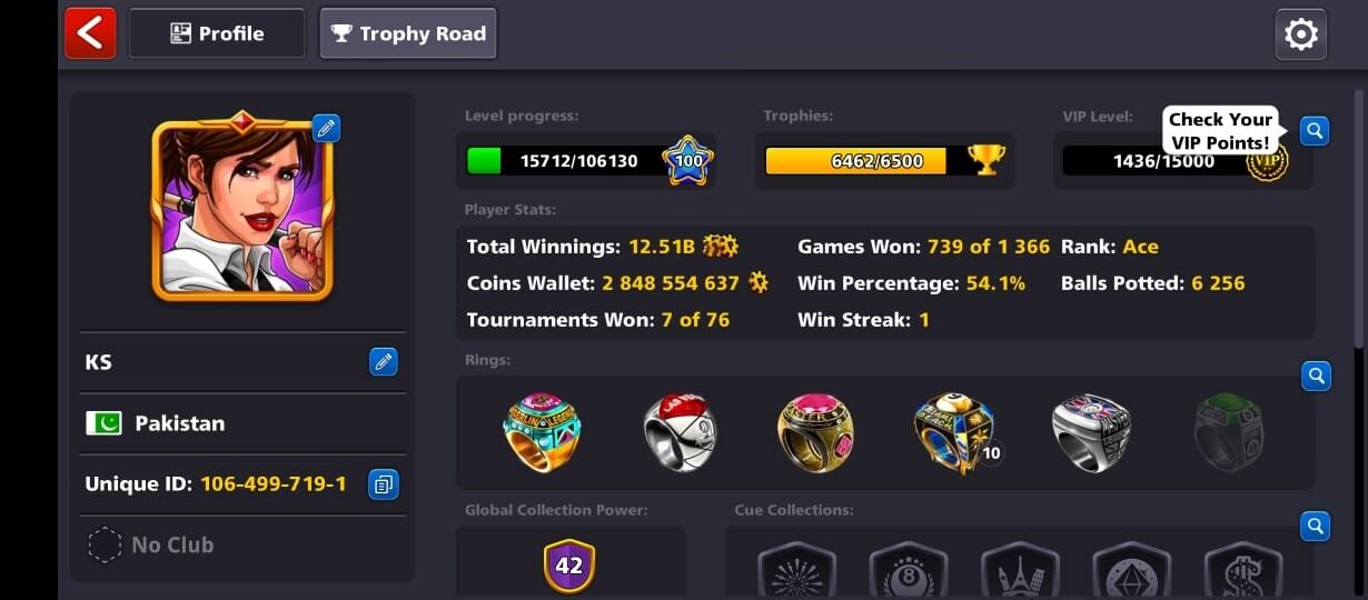 2.8 BILLION Coins, Millionaire Multimillionaire Cue, 42 CCP, 100+ Pool Cash, VIP Gold, 100 Level