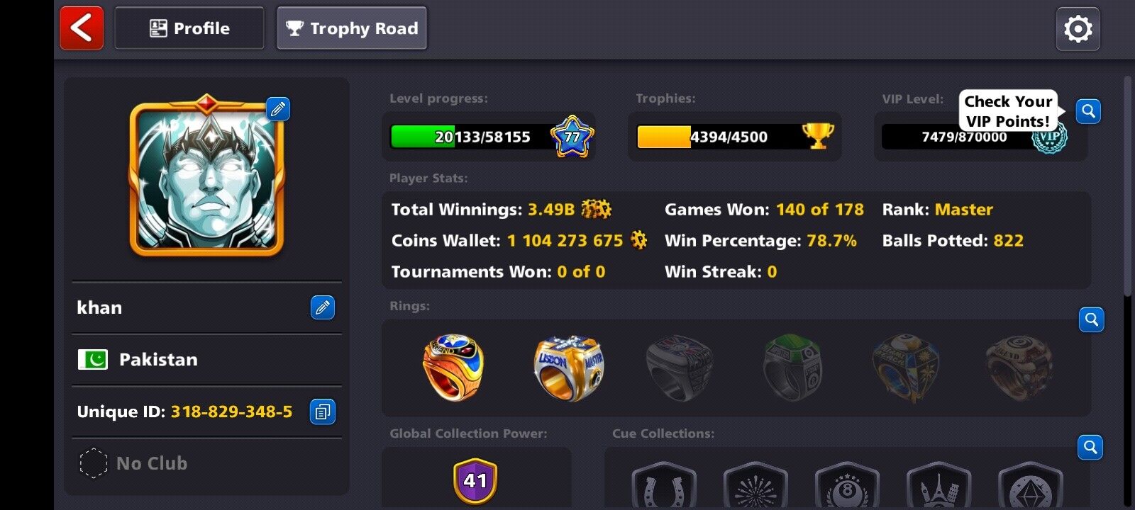 1.1 Billion Coins, 80 LEG Boxes, 5 Event Cues Max, VIP Diamond, Account Winning Not Count, Account Is Detected, Facebook Linkable, Miniclip Login