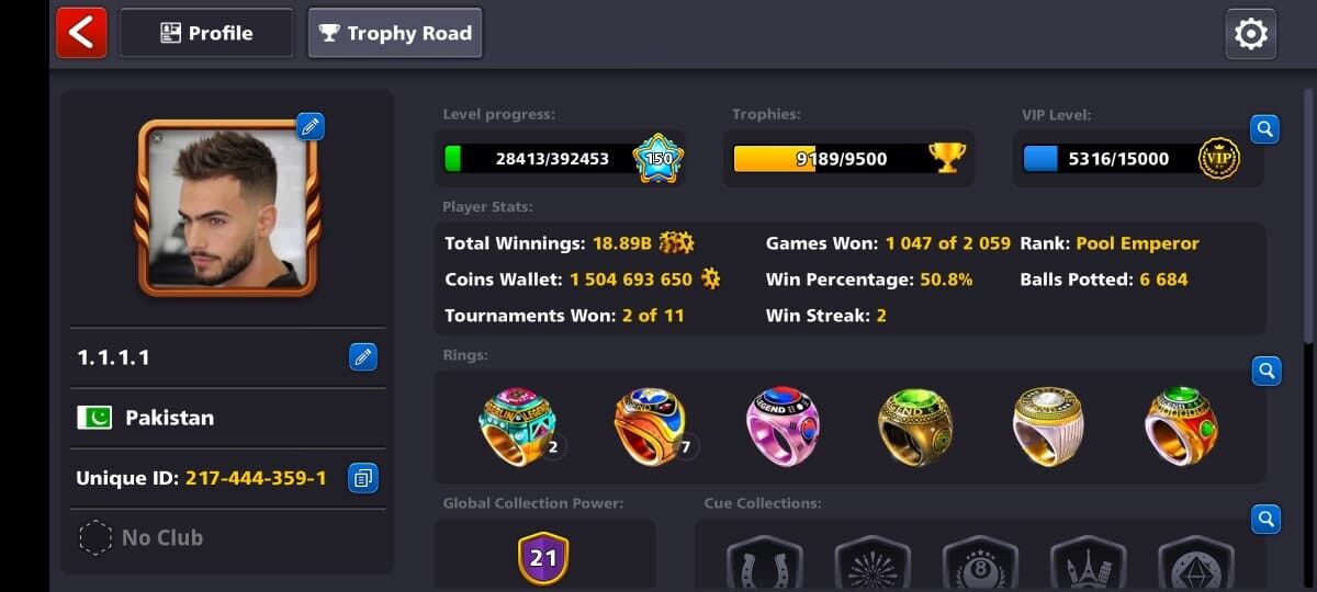 1.5 BILLION Coins, BERLIN RING, 100+ LEVEL, VIP GOLD, FINAL WARNING ACCOUNT