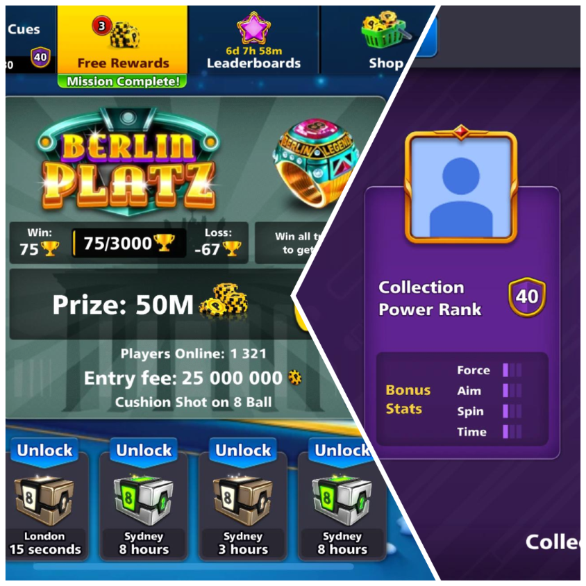 1 Billion Coin, 3x Cue Maxed, 1-100 Level