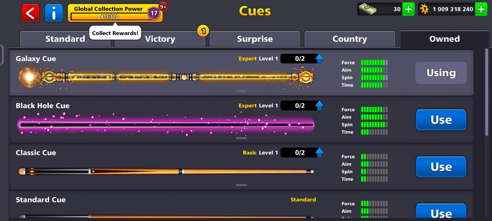 1 Billion Coins, Galaxy, Black hole Cue, All Tables Open Till Berlin