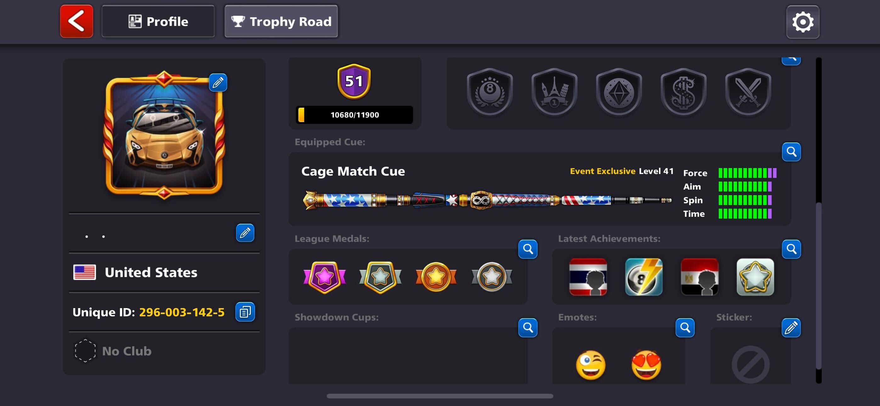 1 Billions Coin, 6 Maxed Cues, 13/20 Legendary Cues, 1x Berlin Ring, 70 Level, 80 Cash