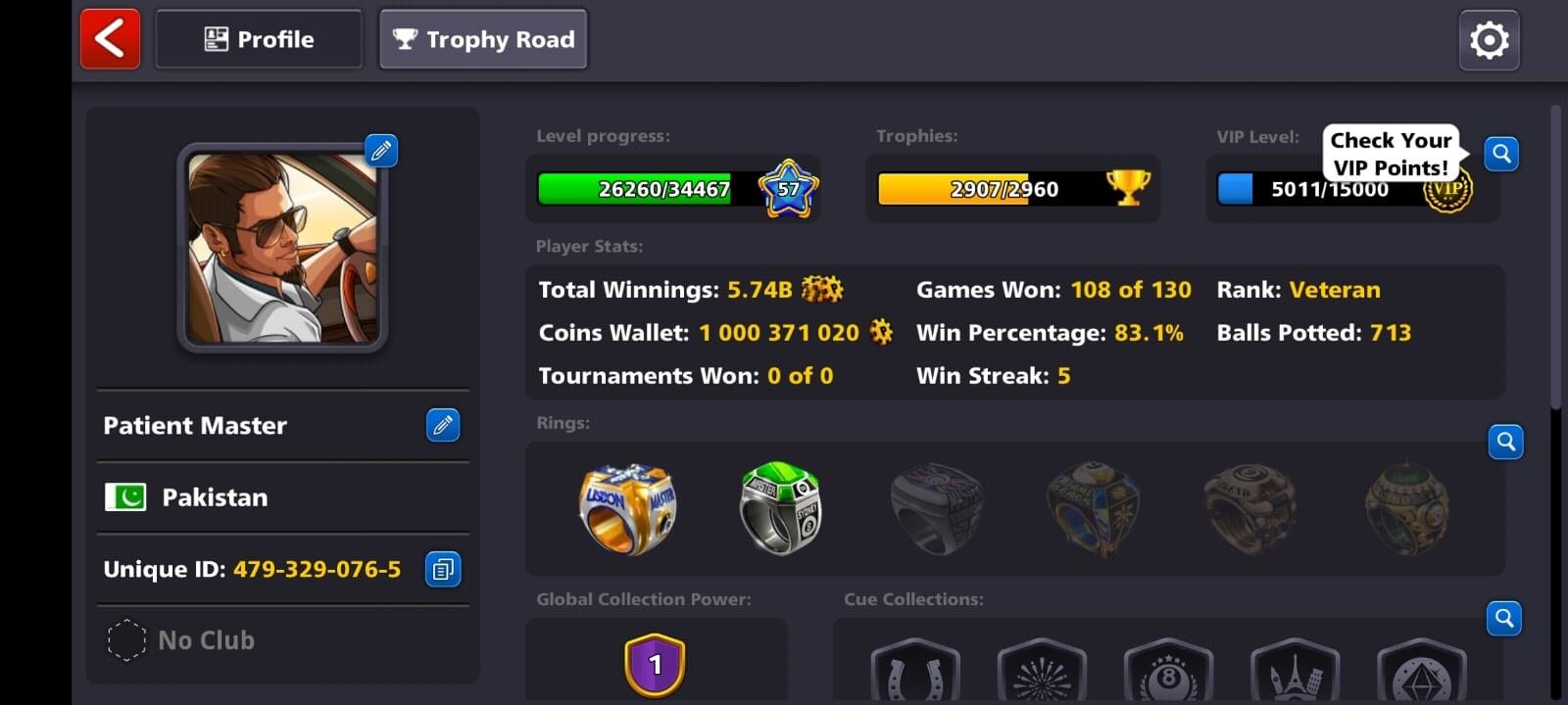 1-Billion Coins, 80 Legendary Boxes, 8 Ball Pool Account, Instant Delivery, Safe & Verified, Compatible for IOS