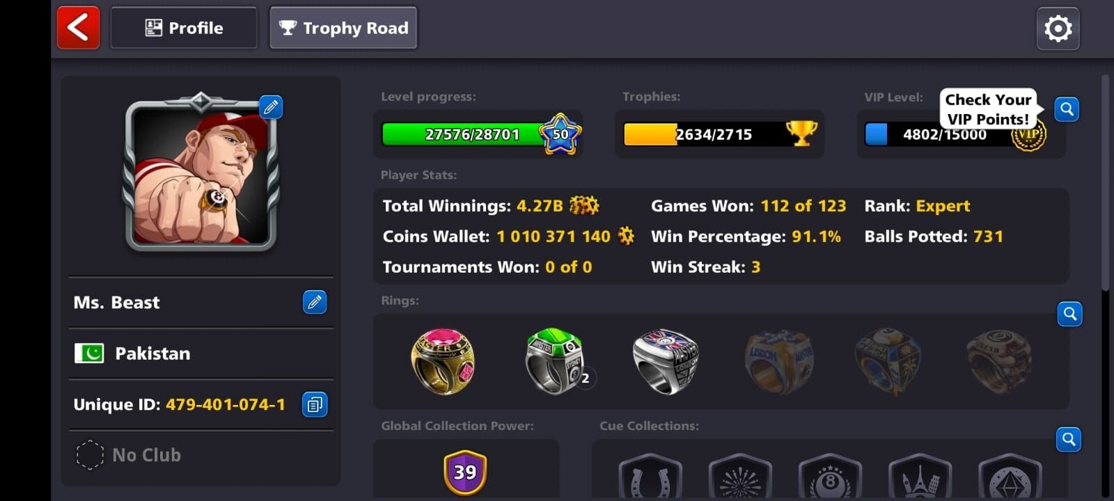 1-Billion Coins, 11 LEGENDARY CUES, 8 Ball Pool Account, Instant Delivery, Safe & Verified, COMPATIBLE FOR IOS
