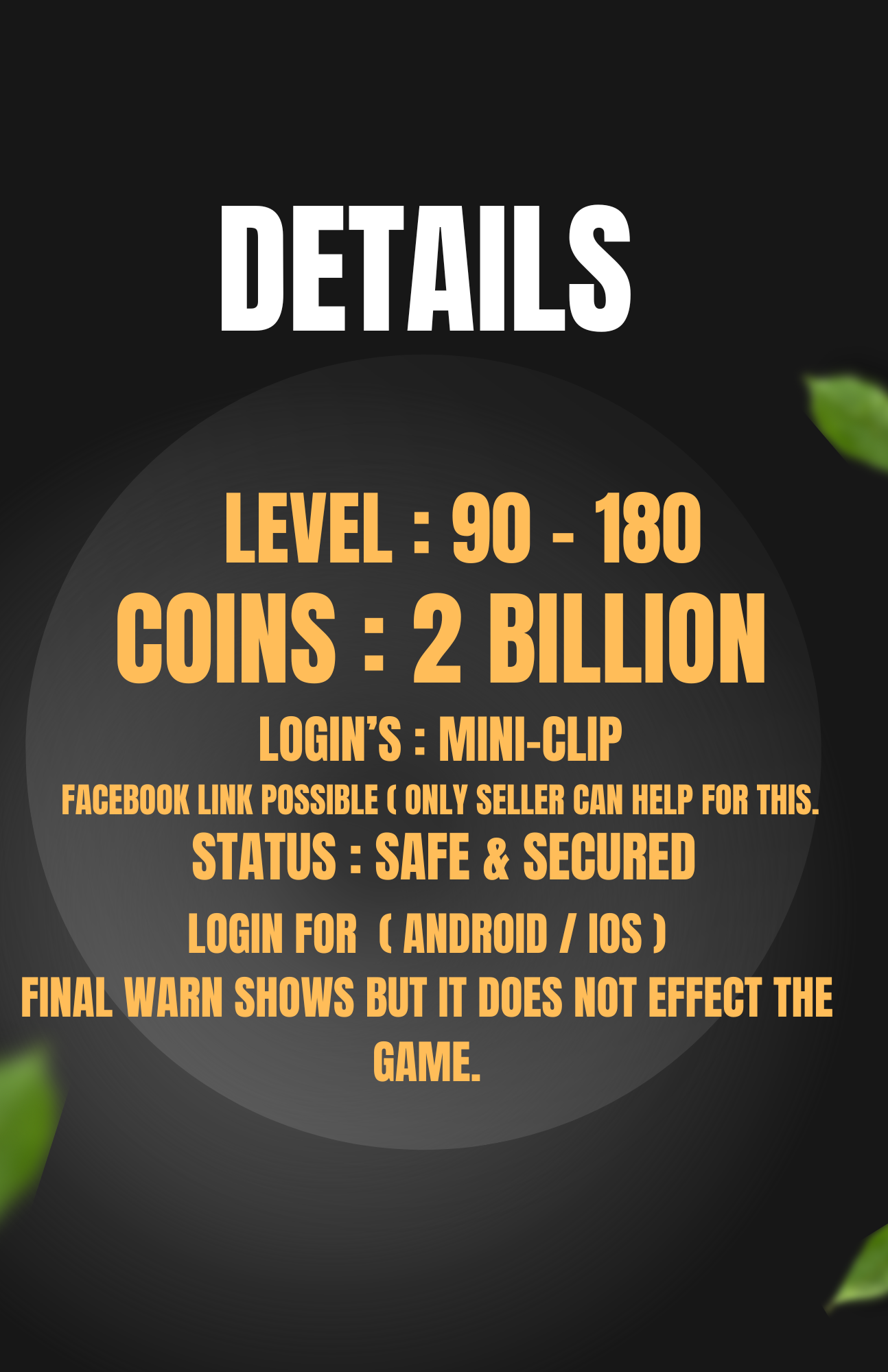 COINS: 2 BILLION, LEVEL: 90 – 180