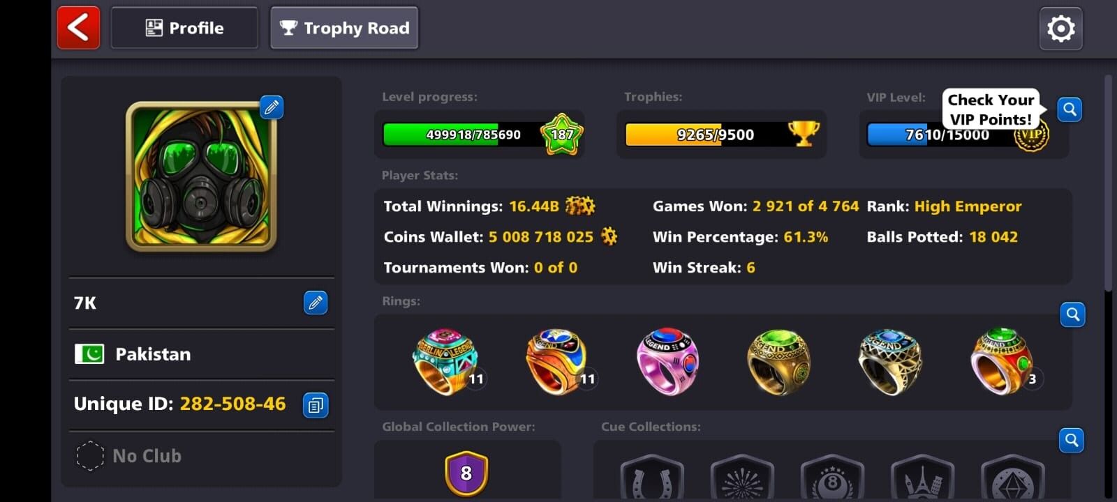 8 Digit Unique, 5 Billion Coins, Level 187, 8 Ball Pool Account