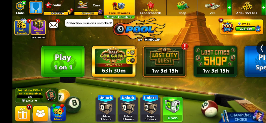 2 Billion Coins, Mini Login, 126+ lvl, 206 Cash, 43 CCP, many cues, Old unique