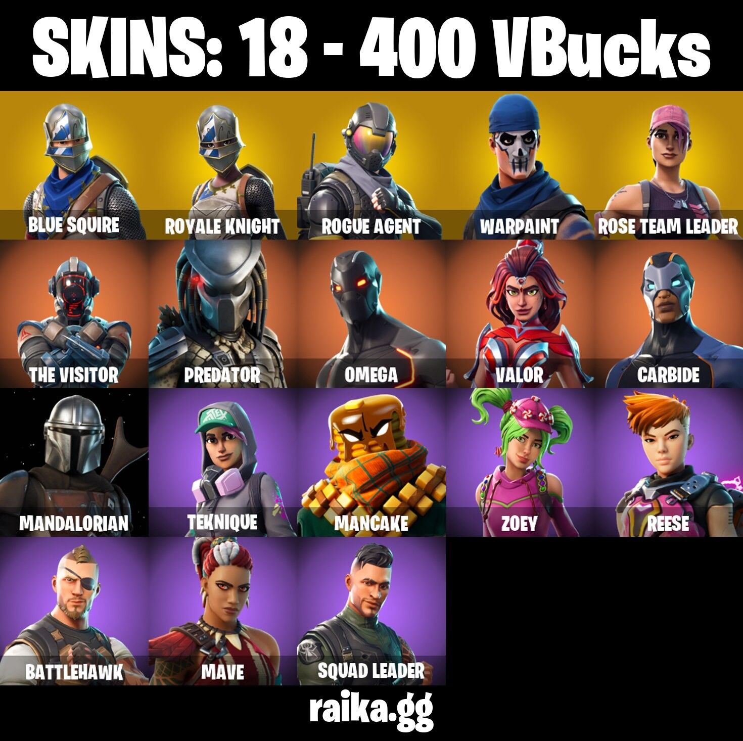 18 Skins, OG Stw, Blue Squire, Mako [PC]