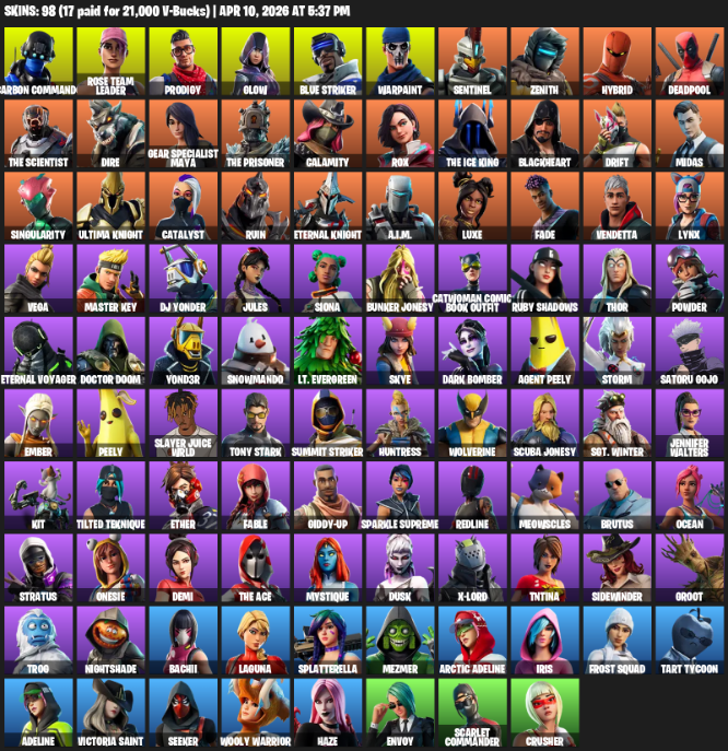 98 Skins, 700 V-bucks, Leviathan Axe, Merry Mint Axe [PC/XBOX]