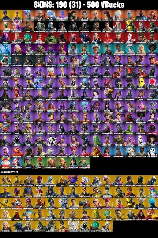 190 Skins, Renegade Raider, Aerial Assault Trooper, Renzo the Destroyer, Ronin, Nezumi, Kymera, Era, The Ageless, 500 V-Bucks [PC/PSN/XBOX]