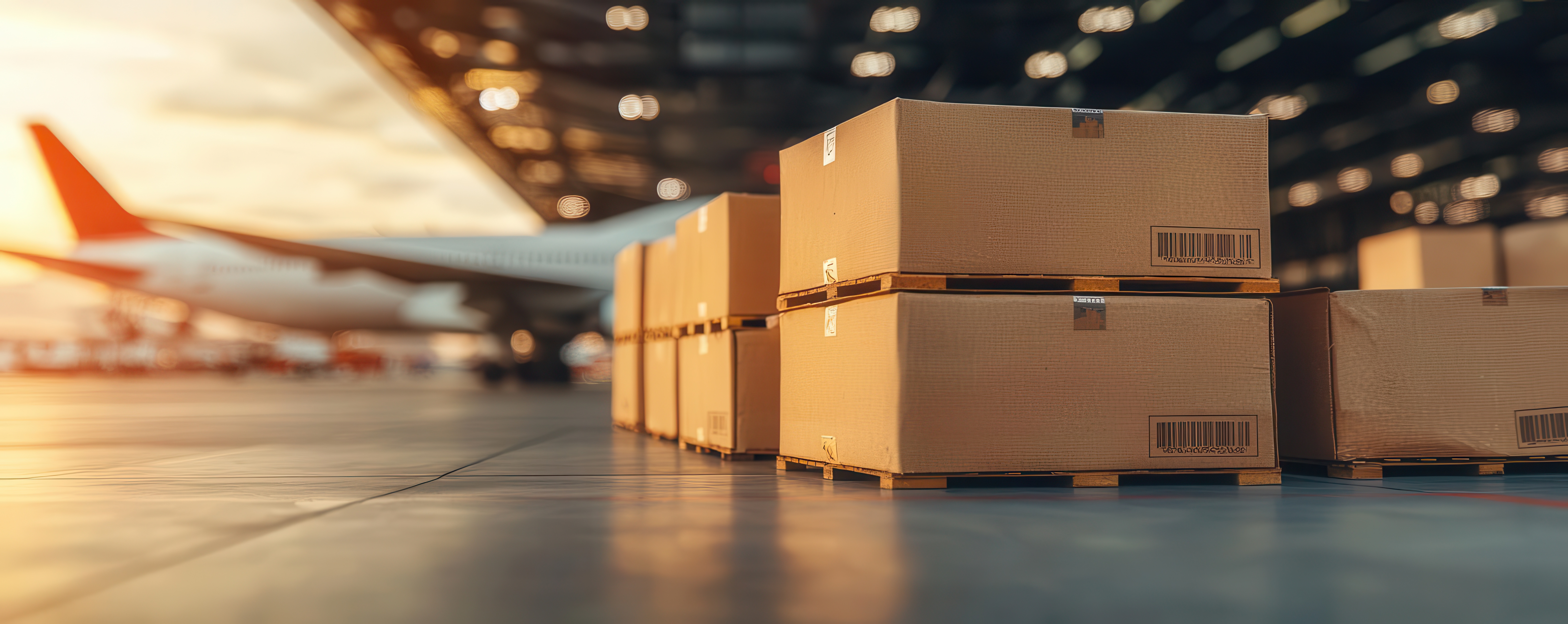 Air freight cargo plane and airport operations