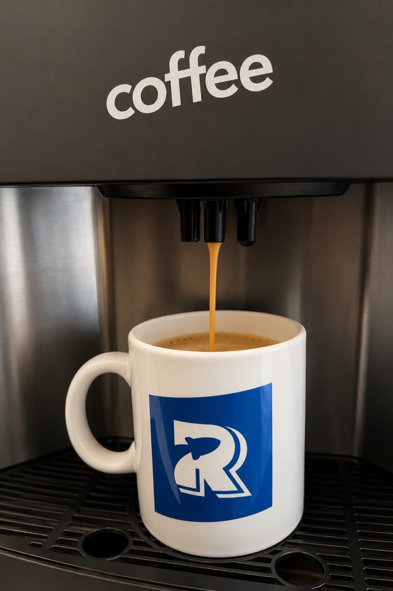 Café recién hecho en Rocket Room