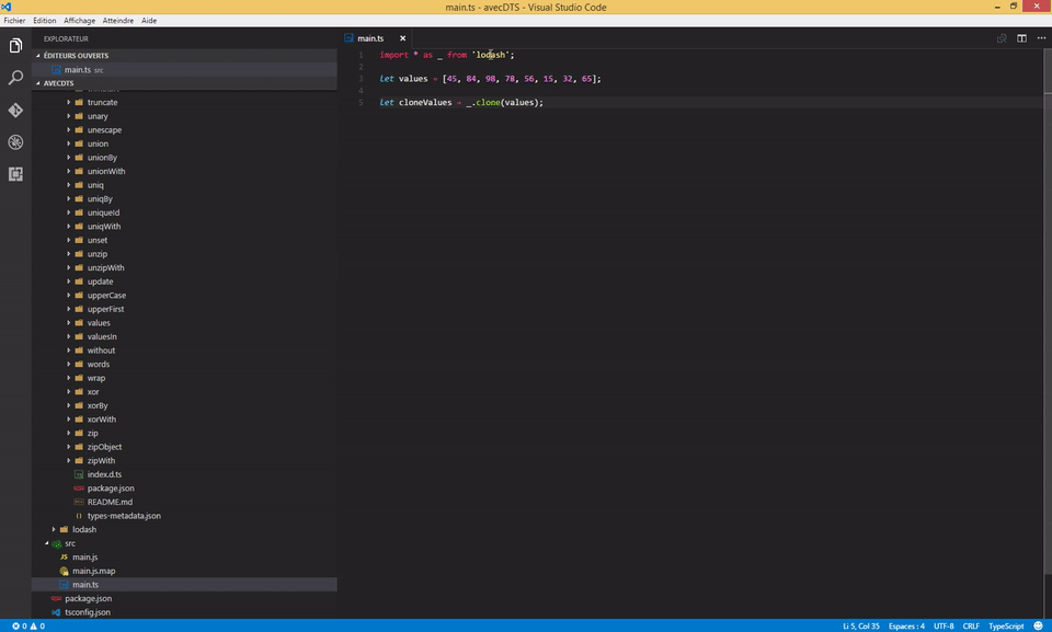 Gestion des .d.ts avec TypeScript 1.X et 2.X Shake dat code