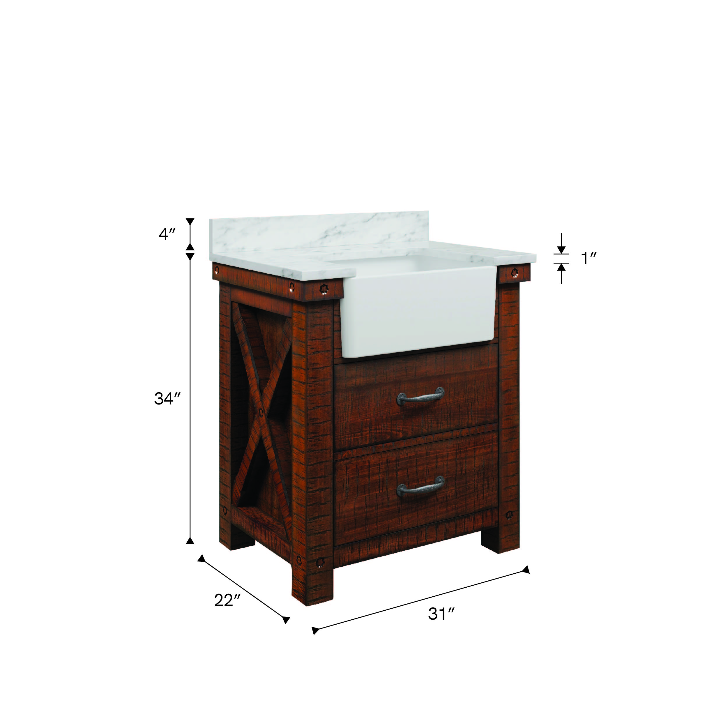 Paisley 31 In. Single Sink Pre-Assembled Farmhouse Style Bathroom Vanity With 1