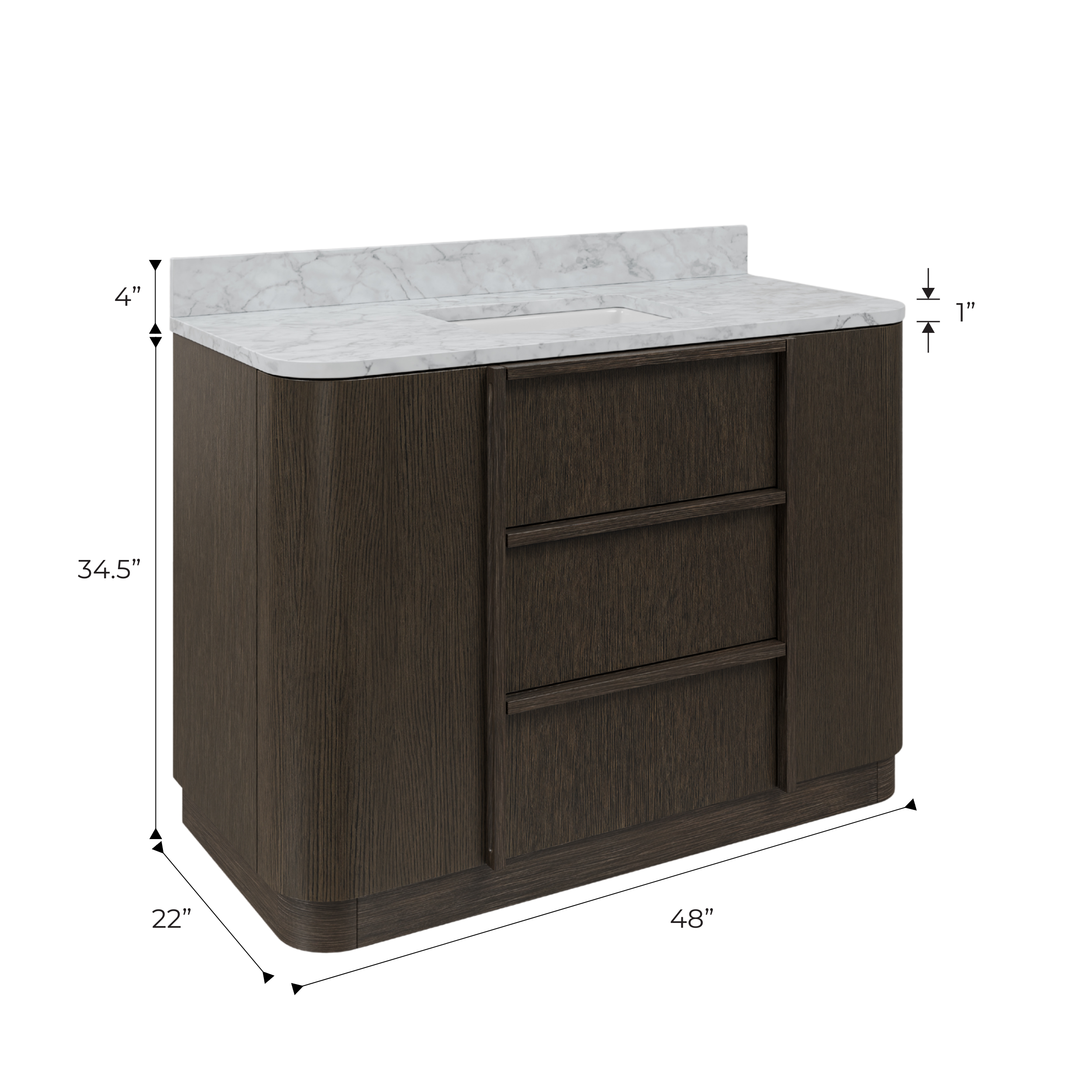 Oxford 48 In. Single Sink Pre-Assembled Mid-Century Style Bathroom Vanity With 1