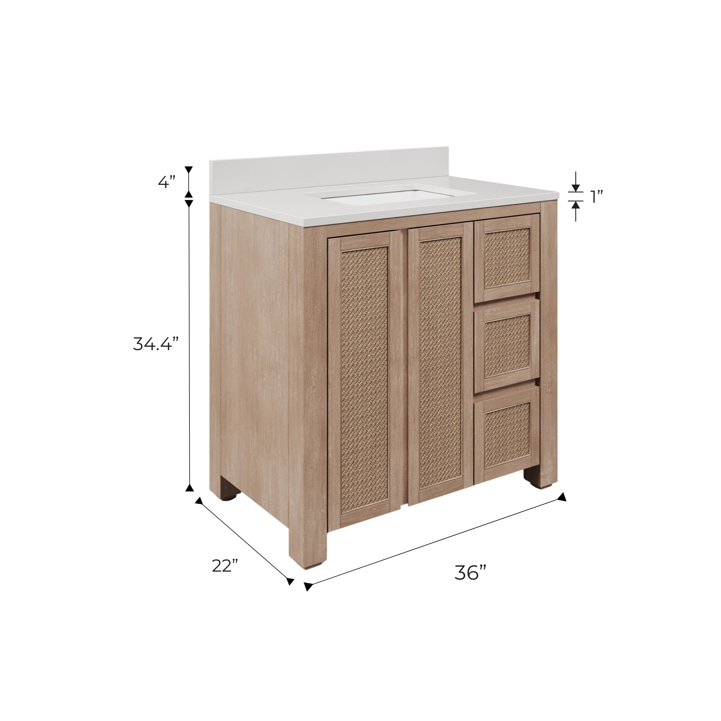 Brandy 20 In. Single Integrated Rectangular Ceramic Sink Mid-Century Style Bathroom Vanity