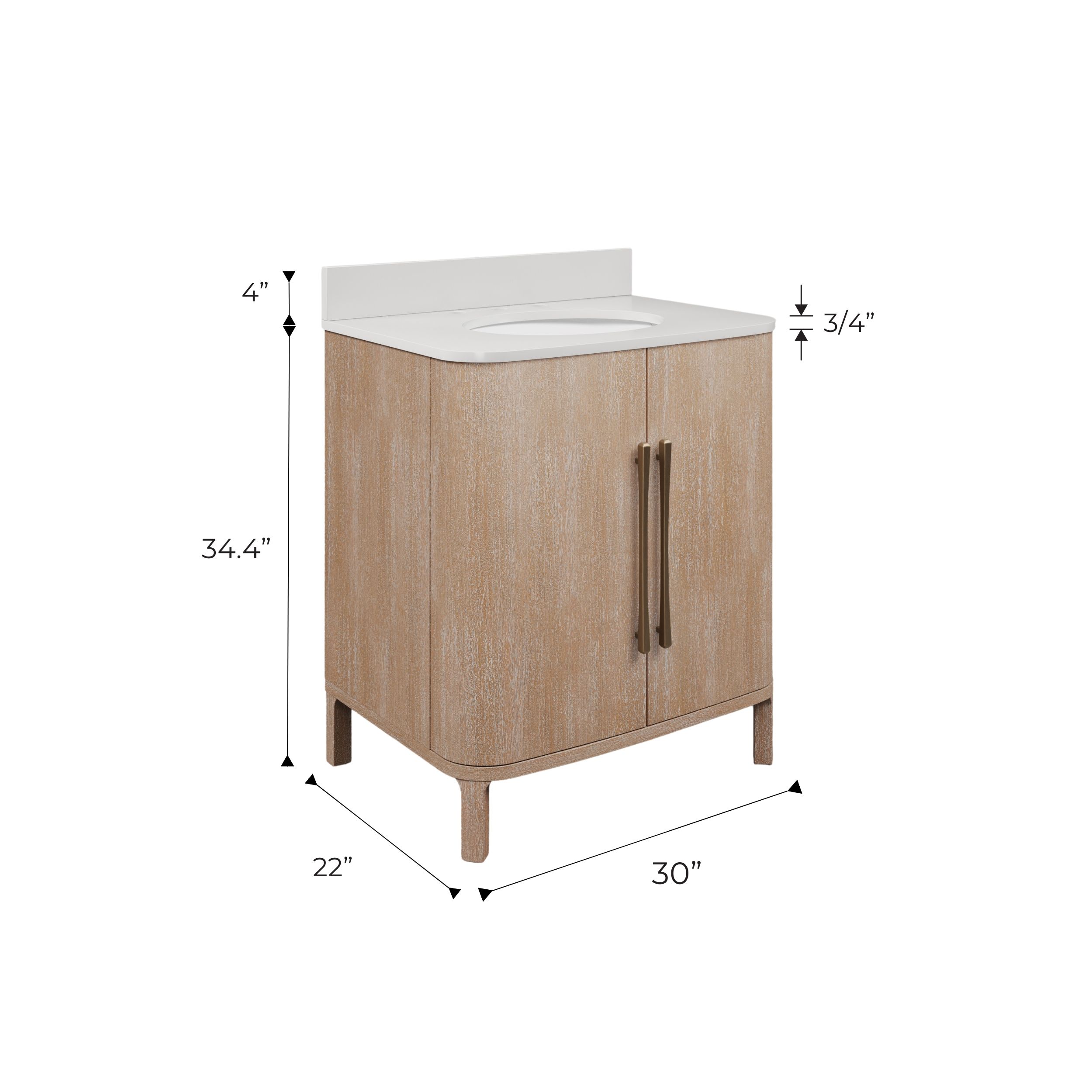 Cirilla 30 In. Single Sink Pre-Assembled Transitional Style Bathroom Vanity With 3/4