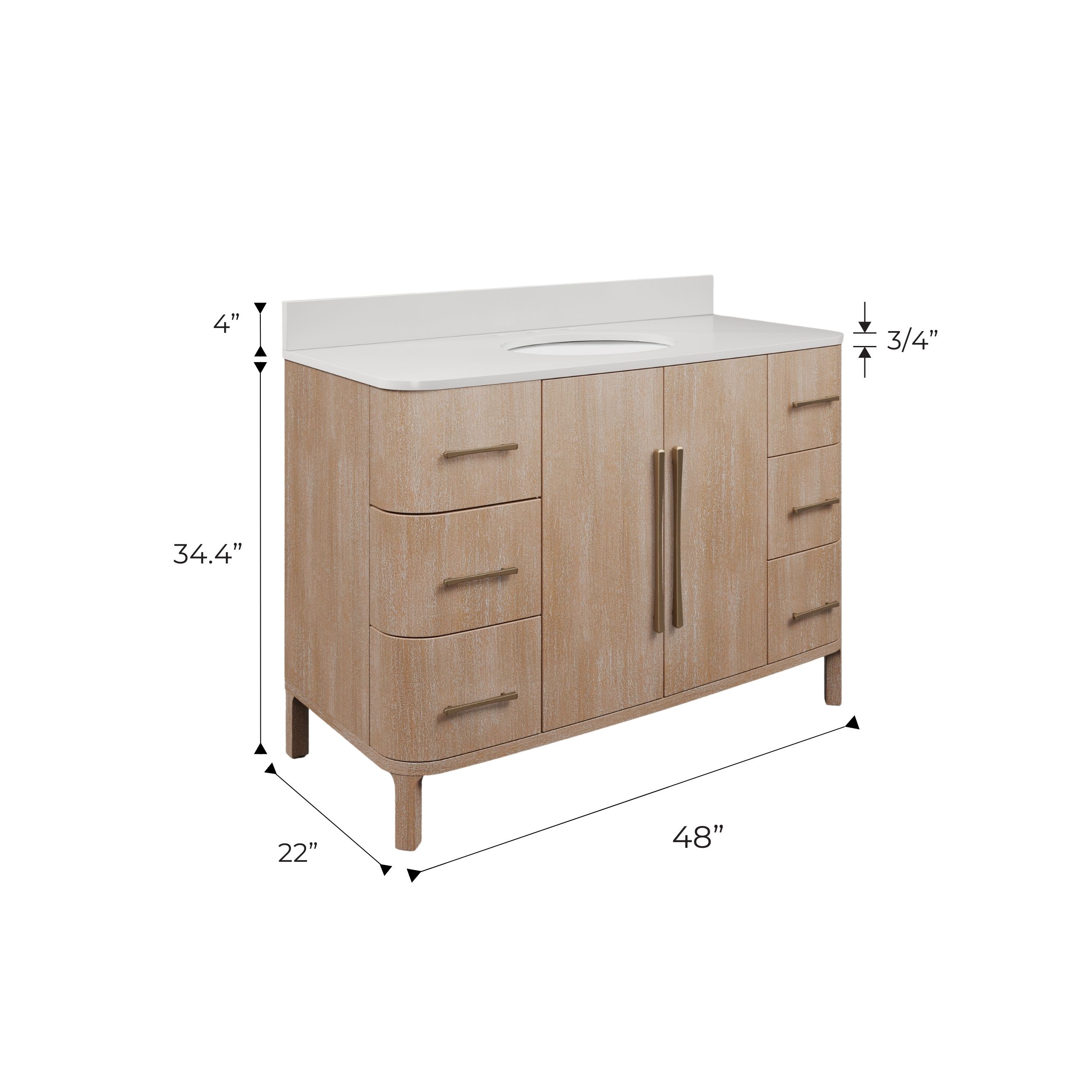 Cirilla 48 In. Single Sink Pre-Assembled Transitional Style Bathroom Vanity With 3/4
