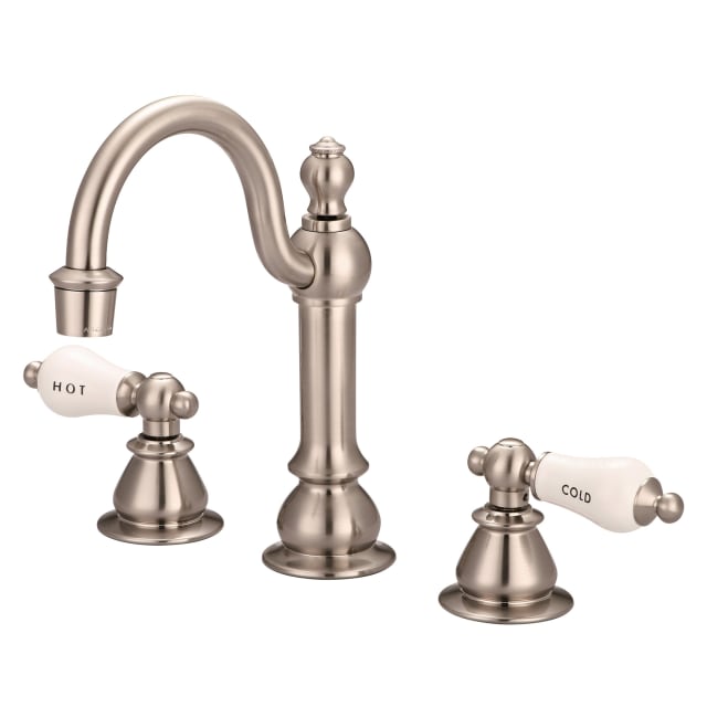 Brushed Nickel / Porcelain Hot & Cold Labeled Lever Handles