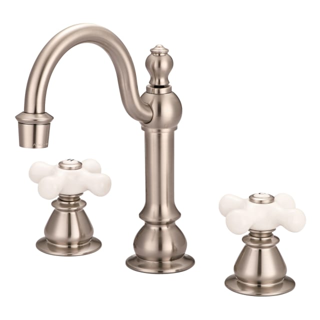 Brushed Nickel / Porcelain Cross Handles