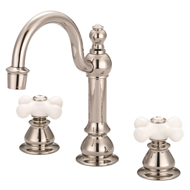 Polished Nickel / Porcelain Cross Handles