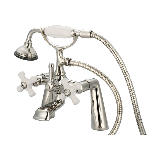 Polished Nickel / Porcelain Cross Handles
