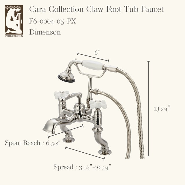 Polished Nickel / Porcelain Cross Handles