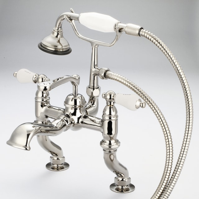 Polished Nickel / Porcelain Hot & Cold Labeled Lever Handles