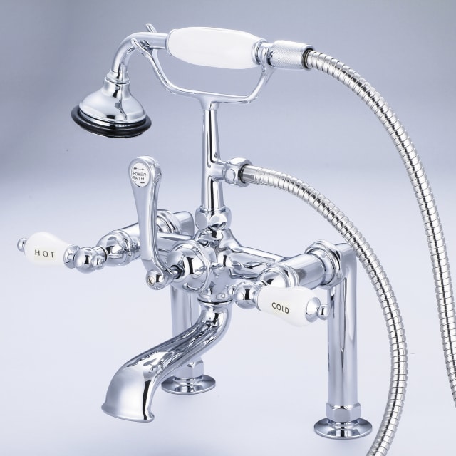 Chrome / Porcelain Hot & Cold Labeled Lever Handles