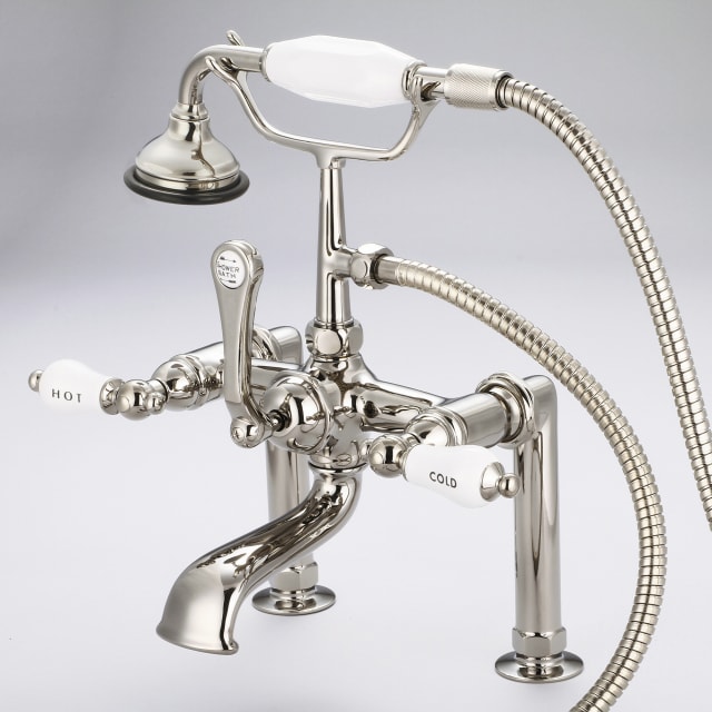 Polished Nickel / Porcelain Hot & Cold Labeled Lever Handles