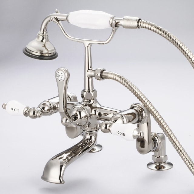 Polished Nickel / Porcelain Hot & Cold Labeled Lever Handles