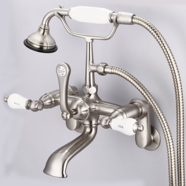 Brushed Nickel / Porcelain Hot & Cold Labeled Lever Handles