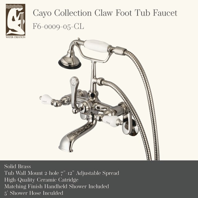 Polished Nickel / Porcelain Hot & Cold Labeled Lever Handles