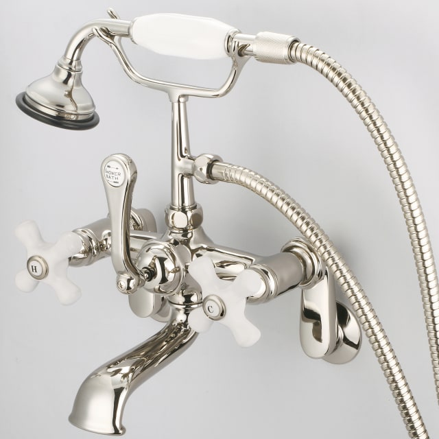 Polished Nickel / Porcelain Cross Handles