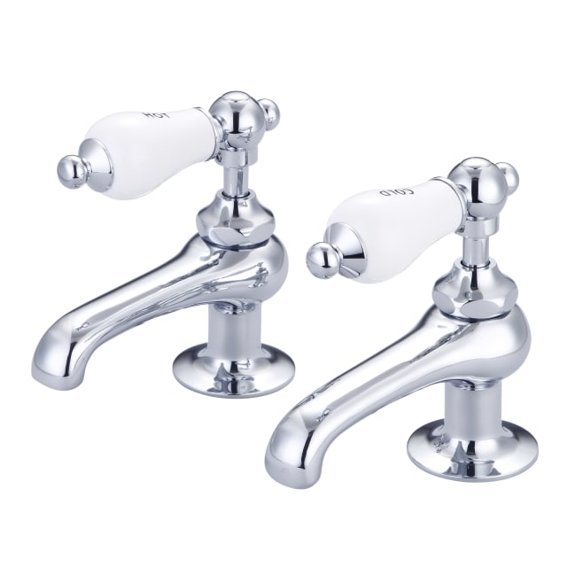 Chrome / Porcelain Hot & Cold Labeled Lever Handles
