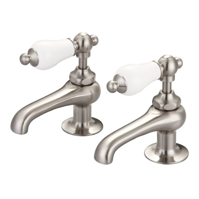 Brushed Nickel / Porcelain Lever Handles