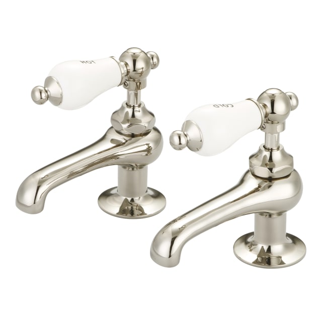 Polished Nickel / Porcelain Hot & Cold Labeled Lever Handles