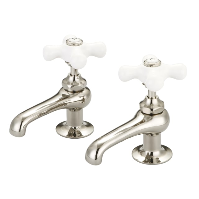 Polished Nickel / Porcelain Cross Handles