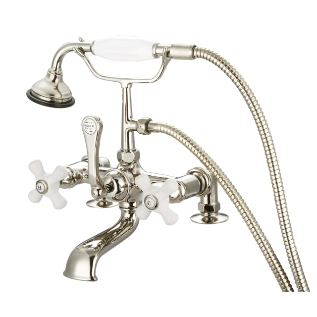 Polished Nickel / Porcelain Cross Handles