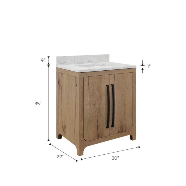 Perris 30 In. Single Rectangle Sink Pre-Assembled Mid-Century Style Bathroom Vanity With 1